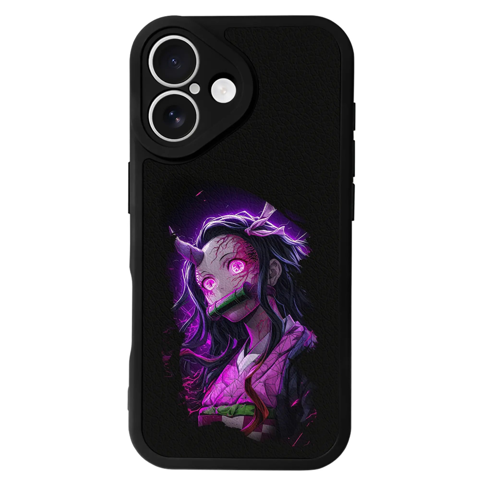 鬼滅の刃 グッズ,竈門 禰豆子 - IPhone 16シリーズ対応 ・ シリコンスマホケース ・ レザー調 ・ 高精度フィット ・ 耐衝撃 ・ ワイヤレス充電対応 ・ 精密カット